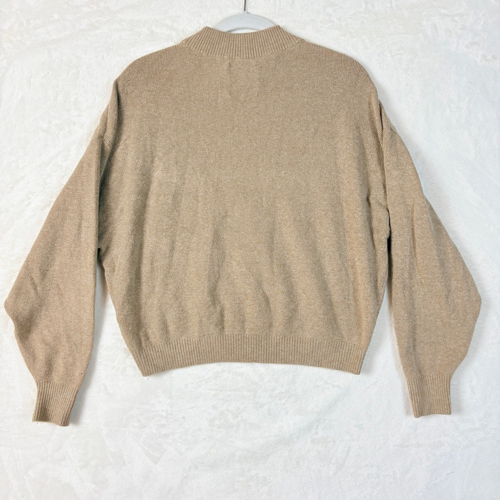 Abercrombie & Fitch Sweater Women Sz Small Tan Mock Neck Long Sleeve Camel Knit - Picture 8 of 10